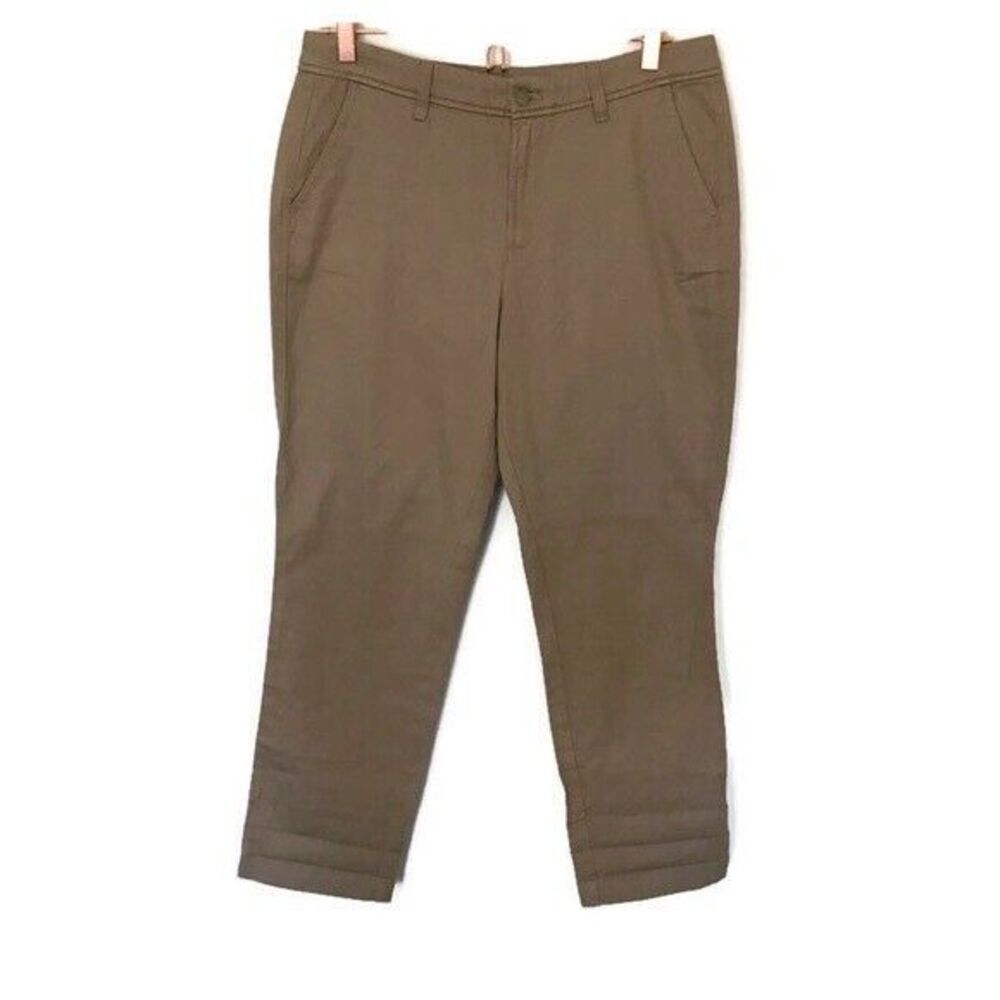 J. Crew Womens Size 8 Khaki Ankle Cropped Straight Leg Cotton Zipper Pockets NEW